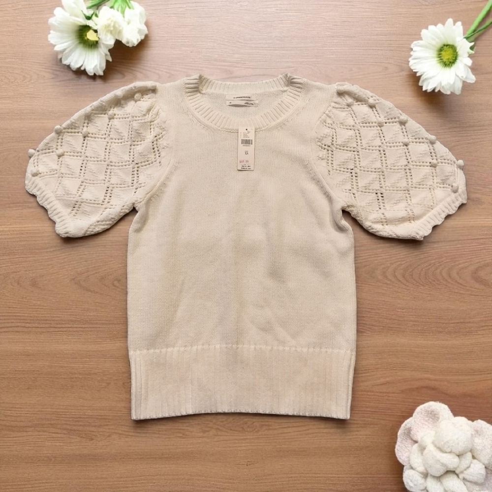 Anthropologie Cream White Knit Sweater